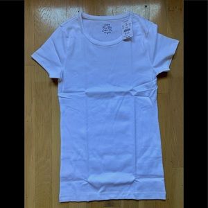 NWT J.Crew Factory White Fine Rib cotton tee